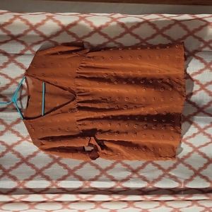 Orange V-neck Blouse